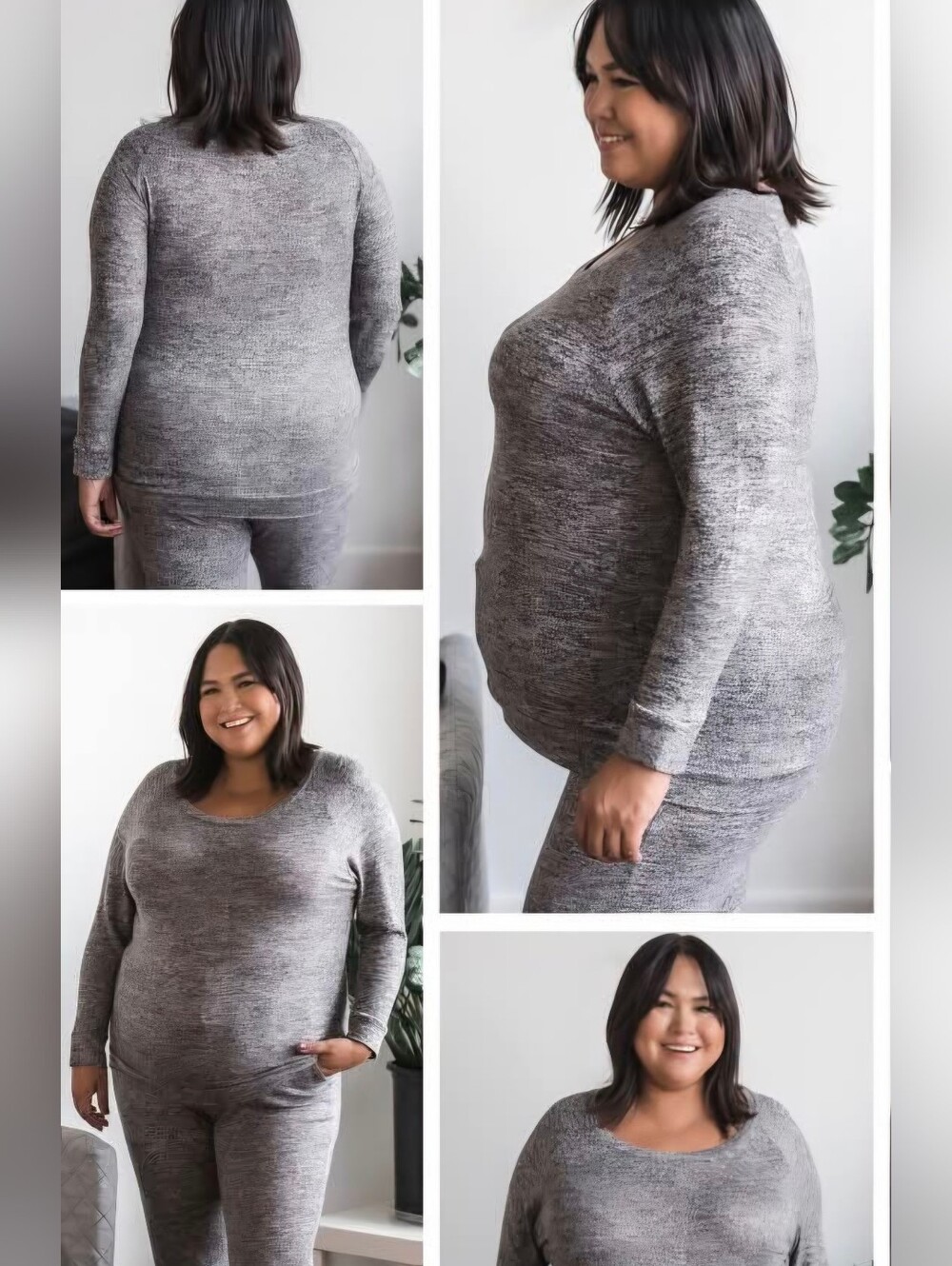 L Grey Melange Top